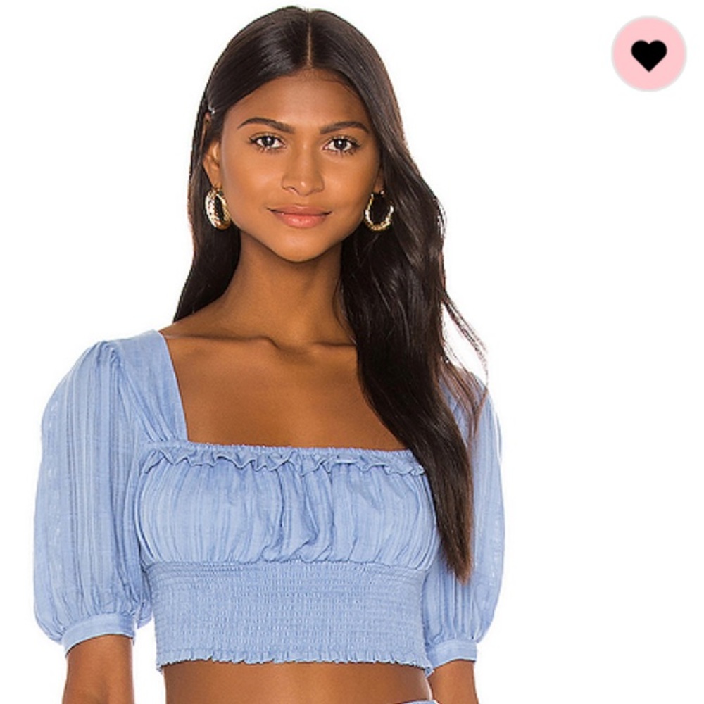 PRIVACY PLEASE - REVOLVE Blue Crop Top